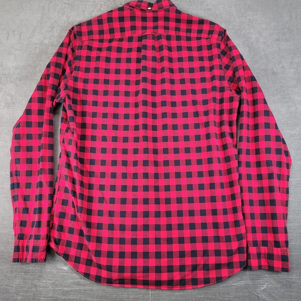 Lot of 2 J.Crew Y2K Mens LT Large Tall Plaid Oxford Button Down Shirts Red Multi